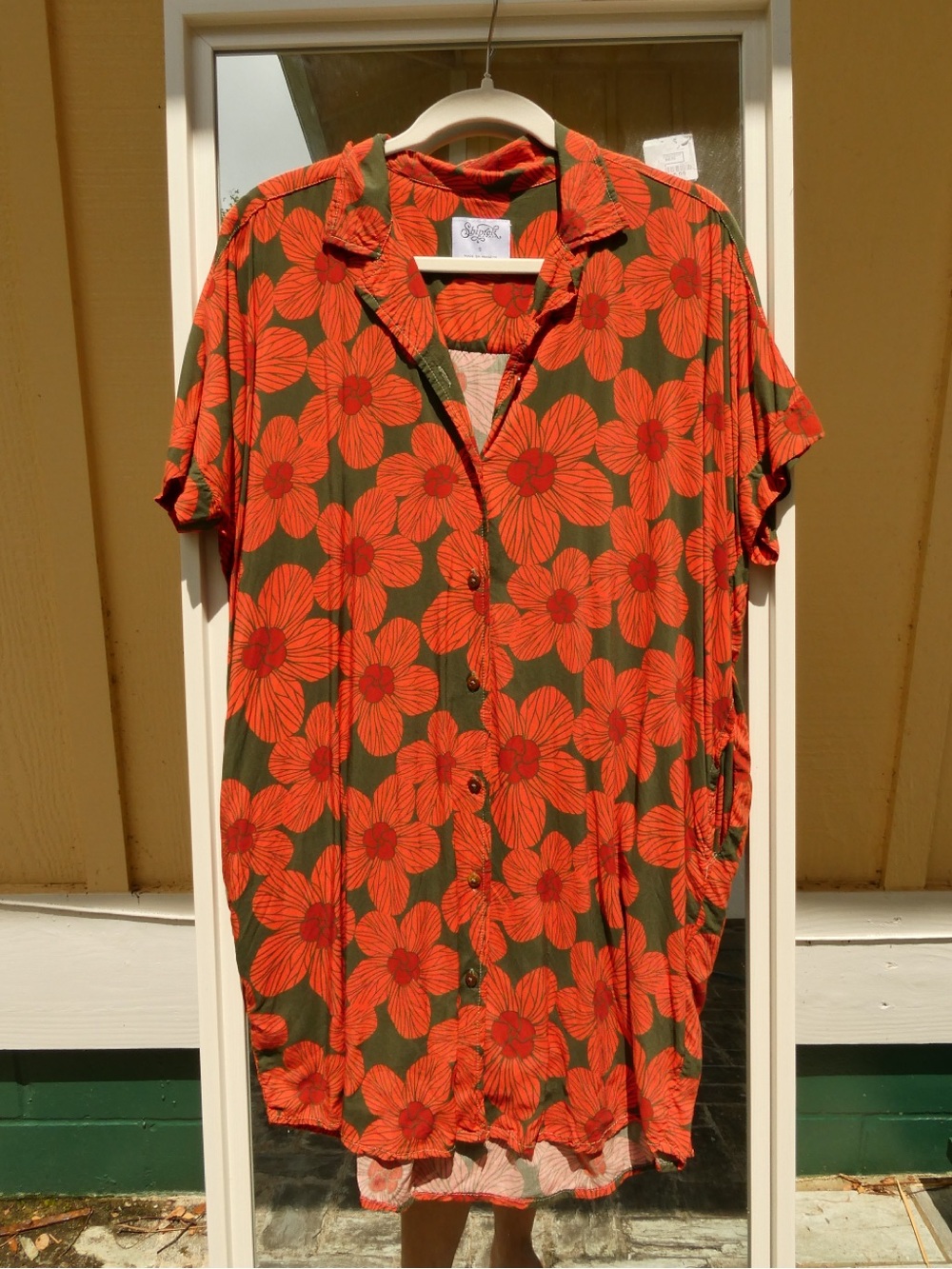 SHIPWRECKED Hau Flower Button Down T-Shirt Dress